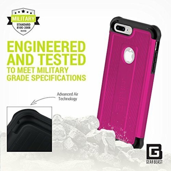 NEW Gear Beast iPhone 7/8 Plus Case Slim Military-Grade Protection Black & Pink - Picture 6 of 8